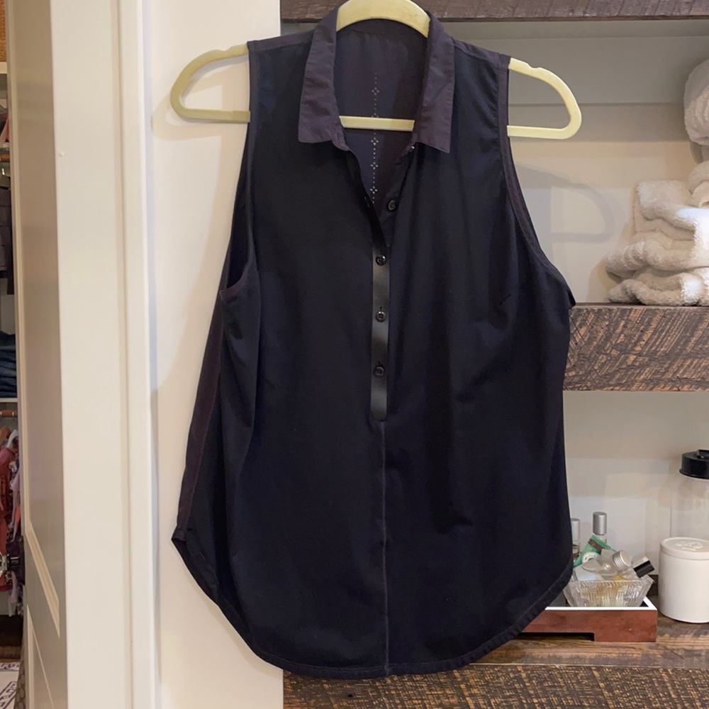 Lululemon hot hitter black button down shirt size 8